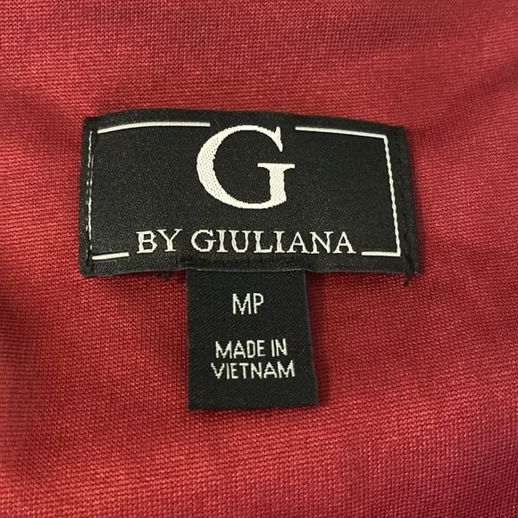 G by Guiliana Mesh Tiered Boho Peasant Dress Peach Burgundy Size MP - Picture 3 of 8